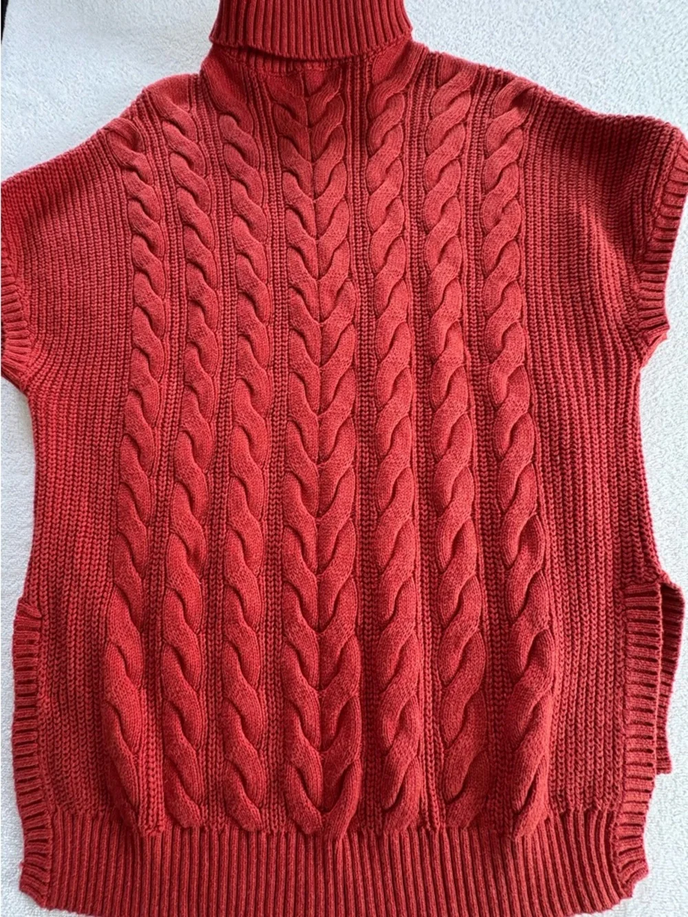 Pact burnt orange cable knit poncho sweater oversized XS/S